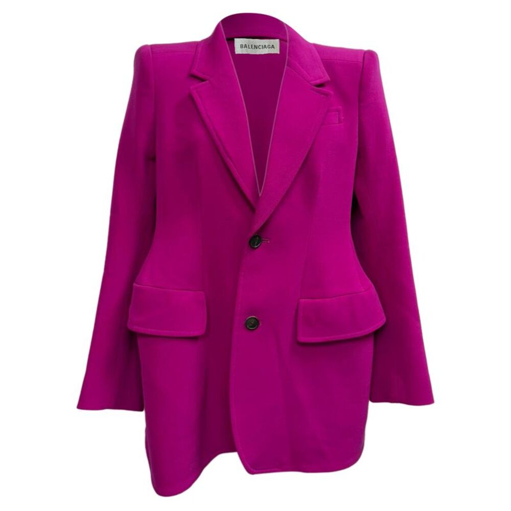 Balenciaga Hourglass Single-Breasted Blazer in Pink Wool
